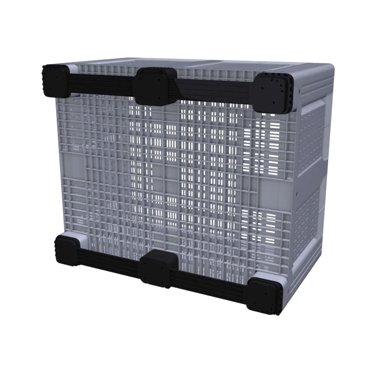 Large Vented Plastic Pallet Box with 2 Runners In Grey Base