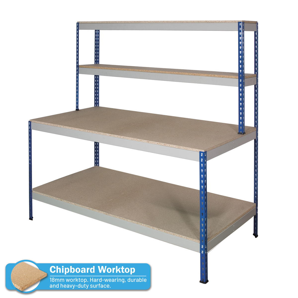 Rivet Workstation Bench with Full Undershelf
