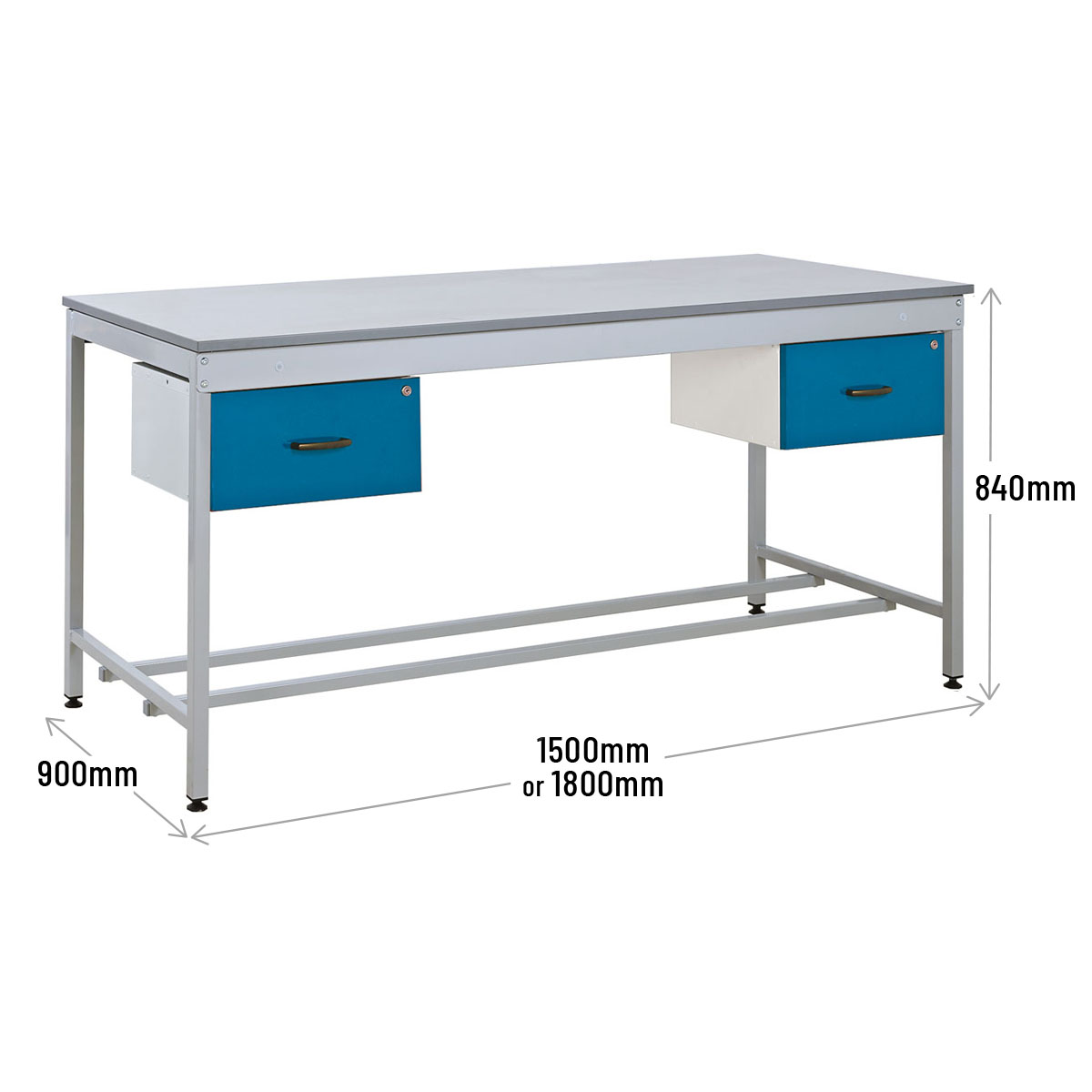Taurus Utility Workbench with Two Drawers Dimensions