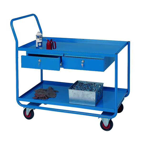 Trolley with 2 Steel Shelves and 2 Drawers
