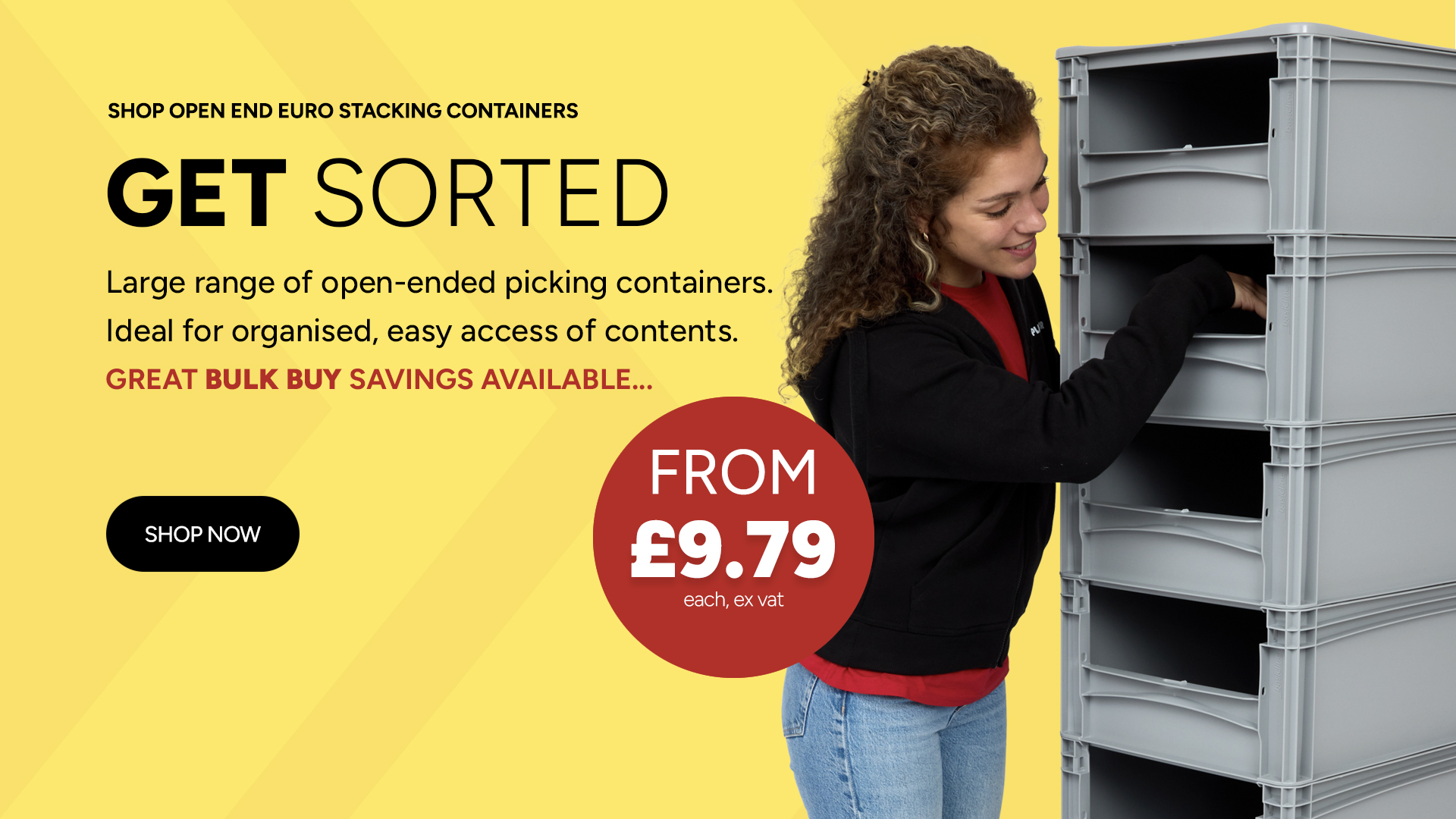 Euro Stacking Picking Containers - Easy Fast Access Plastic Containers - Desktop Banner
