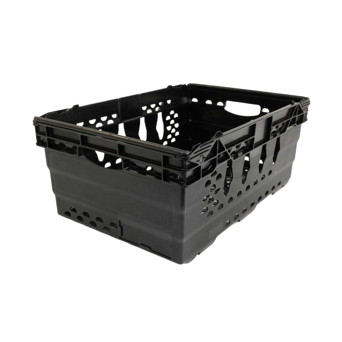 Black Bail Arm Stacking & Nesting (600 x 400 x 253mm) Ventilated Crate